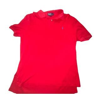 Men’s Polo Ralph Lauren Red Polo Size Large Blue Pony (A31)